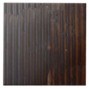Rustic Corrugated Rusty Metal Ceramic Tile
