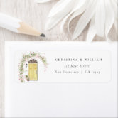 Blush Pink Floral Rustic Wedding Return Address Label