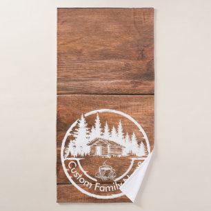 Rustic Cottage Cabin Barn Custom Family Name Bath Towel