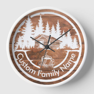 Rustic Cottage Cabin Barn | Custom Family Name Clock