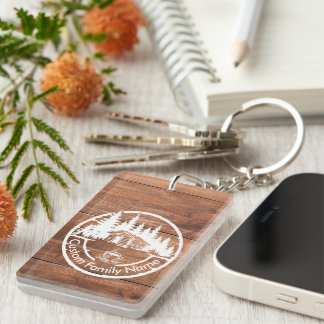 Rustic Cottage Cabin Barn | Custom Family Name Keychain