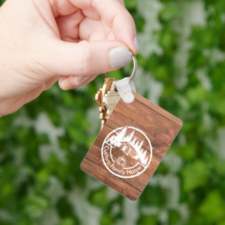 Rustic Cottage Cabin Barn | Custom Family Name Keychain