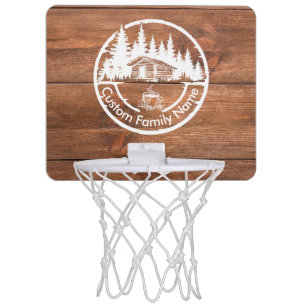 Rustic Cottage Cabin Barn Custom Family Name Mini Basketball Hoop