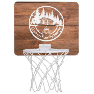 Rustic Cottage Cabin Barn | Custom Family Name Mini Basketball Hoop