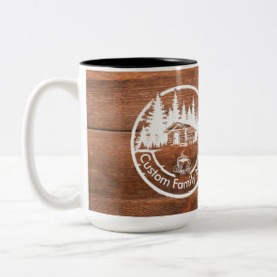 Rustic Cottage Cabin Barn Custom Family Name Two-Tone Coffee Mug