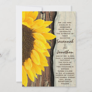 Rustic Cottage Chic Sunflower Wedding Invitation