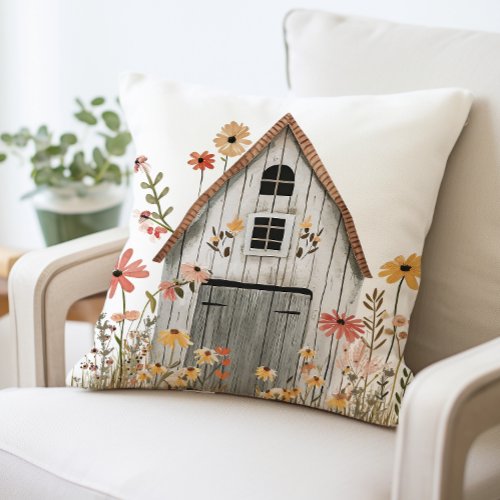 Rustic Cottage Floral Pillow Vintage Farmhouse  Throw Pillow