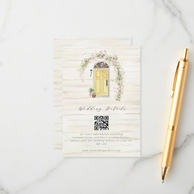 Rustic Cottage Garden Wedding Details Enclosure Card (Front/Back In Situ)