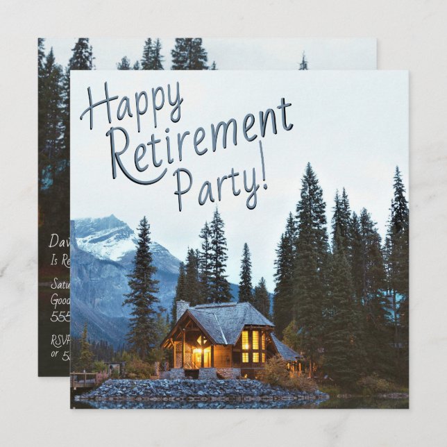 Rustic Cottage - Happy Retirement Party - Invitation (Front/Back)