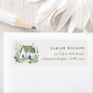 Rustic Cottage Landscape Home Moved Address Label