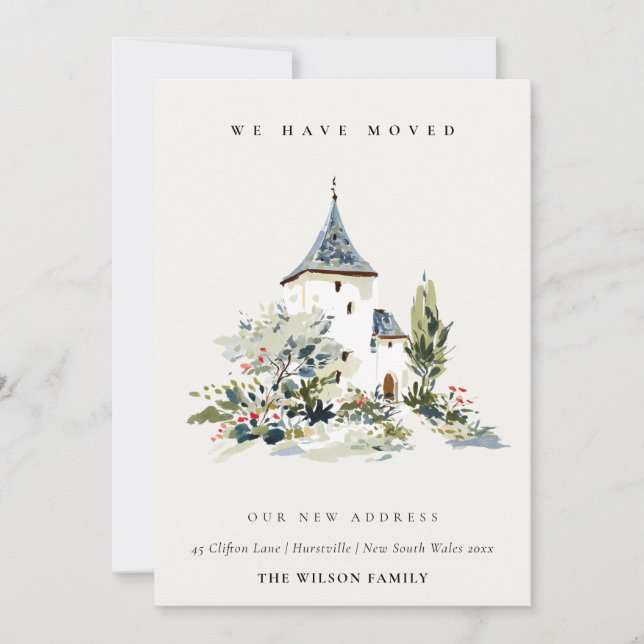 Rustic Cottage Landscape Home We have Moved Card (Front)