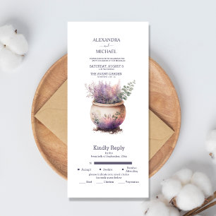 Rustic Cottage Purple Lavender Wedding All In One Invitation