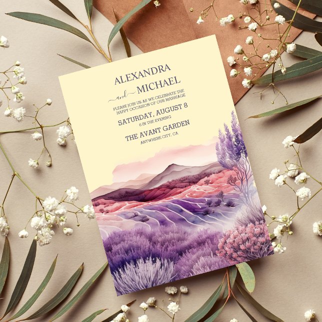 Rustic Cottage Purple Lavender Wedding Invitation (Creator Uploaded)