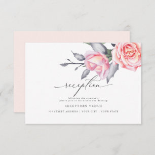 Rustic Cottage Rose Blush Pink Reception Invitation