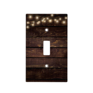 Rustic Cottage String Lights Dark Wood Light Switch Cover