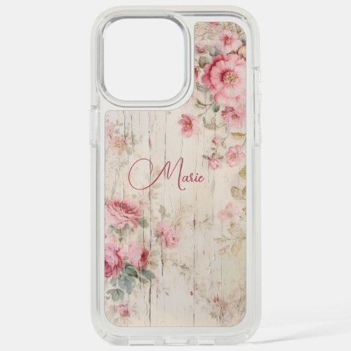 Rustic Cottage Style Roses on Old Wood wName iPhone 15 Pro Max Case