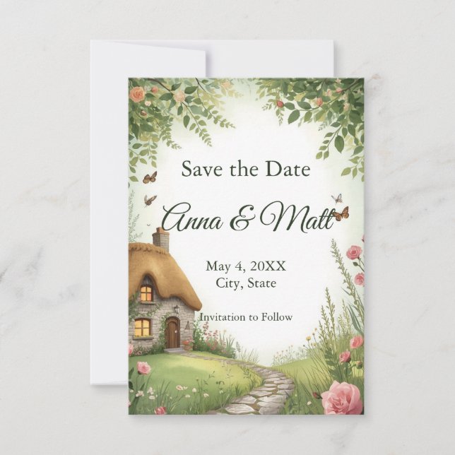  Rustic Cottage Wildflower Save the Date (Front)