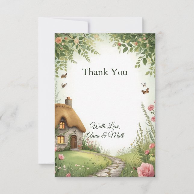 Rustic Cottage Wildflower Thank You Card (Front)