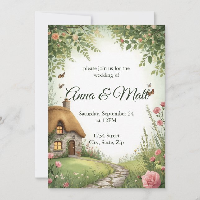 Rustic Cottage Wildflower Wedding Invitation (Front)