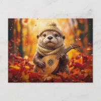 Rustic Cottagecore Autumn Otter Landscape