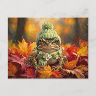 Rustic Cottagecore Autumnal Frog Landscape Postcard