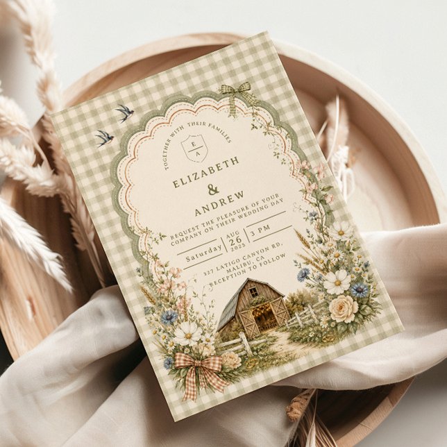 Rustic Cottagecore Barn Wedding Invitation (Creator Uploaded)