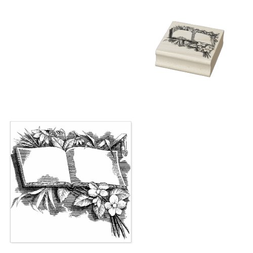 Rustic Cottagecore Book Blank Vintage Rubber Stamp