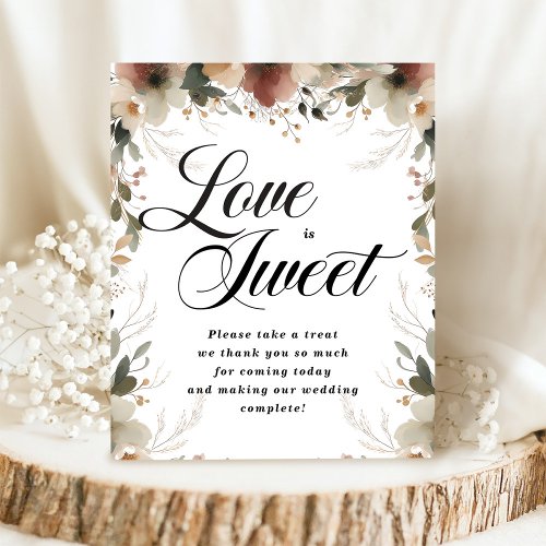 Rustic Cottagecore Floral Wedding Love is Sweet Pedestal Sign