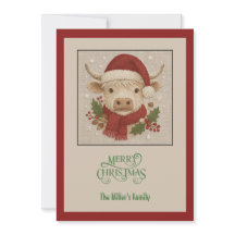 Rustic cottagecore Highland Cow with Santa Hat