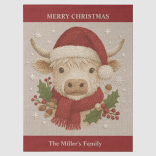 Rustic cottagecore Highland Cow with Santa Hat Tissue Paper