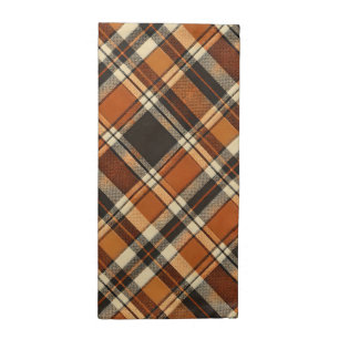 Rustic Cottagecore Orange and Beige Plaid Pattern Cloth Napkin