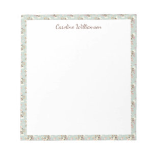Rustic Cottagecore Watercolor Floral Sage Custom Notepad