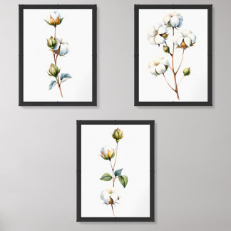 Rustic Cotton Botanical Printable  Wall Art Sets