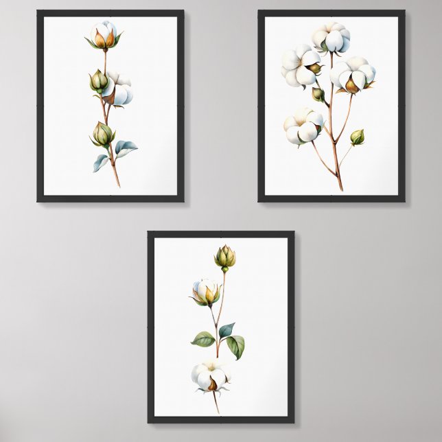 Rustic Cotton Botanical Printable  Wall Art Sets (Front)