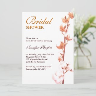 Rustic Cotton Bridal Shower Invitation