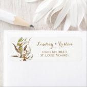 Rustic Cotton Floral Feather Bridal Shower Label (Insitu)
