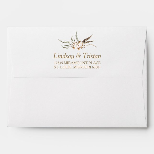 Rustic Cotton Floral Wedding Envelope (Back (Top Flap))