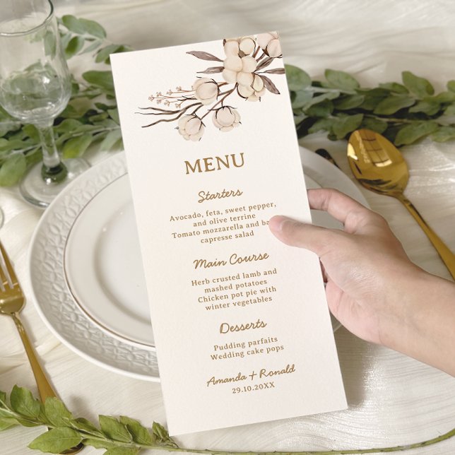 Rustic Cotton Floral Wedding Menu (Creator Uploaded)
