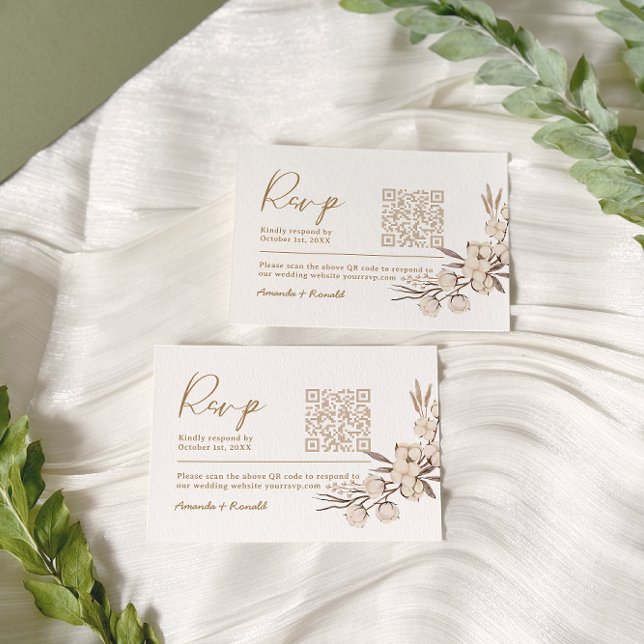 Rustic Cotton Floral Wedding RSVP Card (Creator Uploaded)
