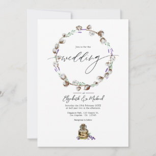 Rustic Cotton Lavender Country Barn Wedding Photo Invitation