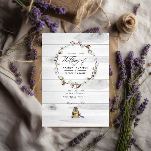 Rustic Cotton Lavender Country QR Code Wedding Invitation