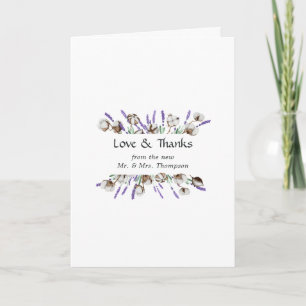 Rustic Cotton Lavender Country Wedding Letterpress Thank You Card