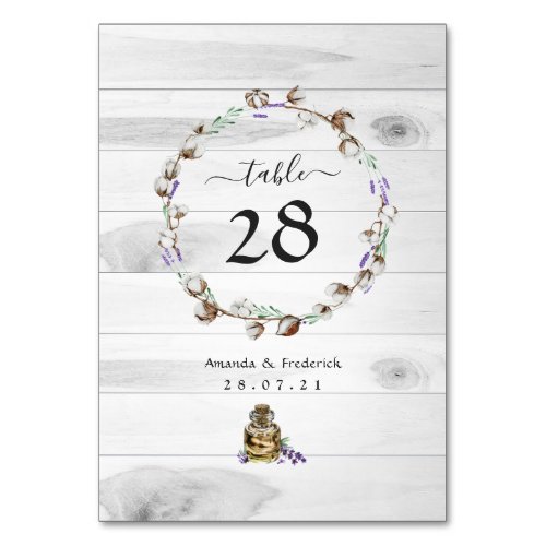Rustic Cotton Lavender Table Number