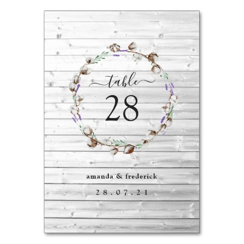 Rustic Cotton Lavender Table Number