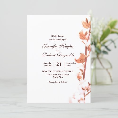 Rustic Cotton Wedding Invitation