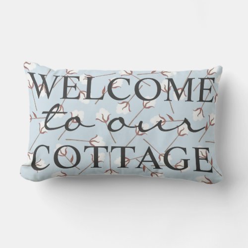 Rustic Cotton Welcome To Our Cottage _ Family Name Lumbar Pillow