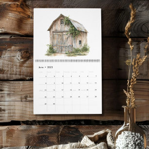 Rustic Country 12 different Barns Personalized  Calendar