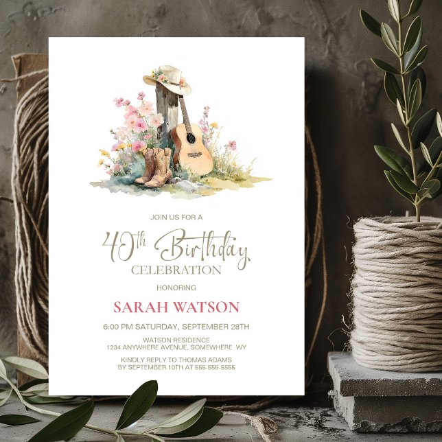Rustic Country 40th Birthday Party Invitation (Creator Uploaded)