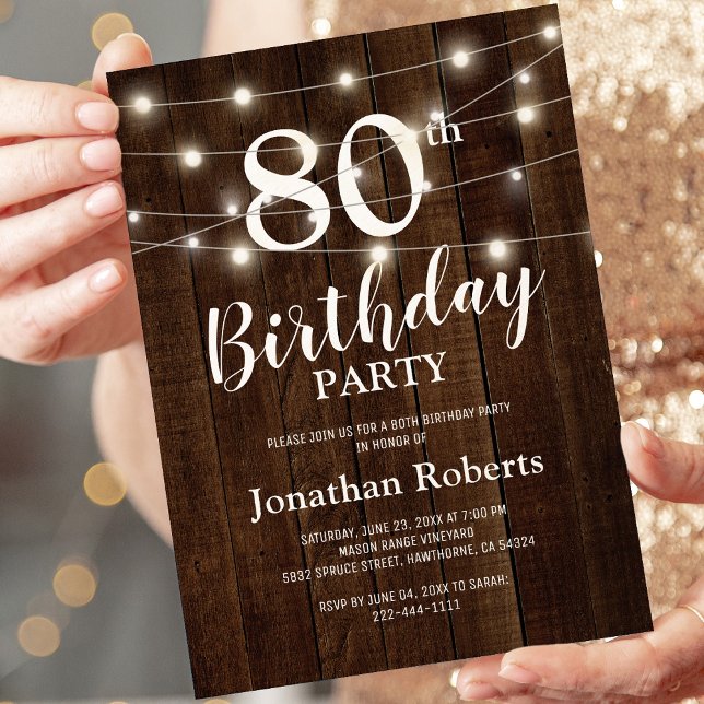 Rustic Country 80th Birthday Party Invitation (Creator Uploaded)