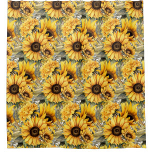 Rustic Country Americana Sunflower Shower Curtains